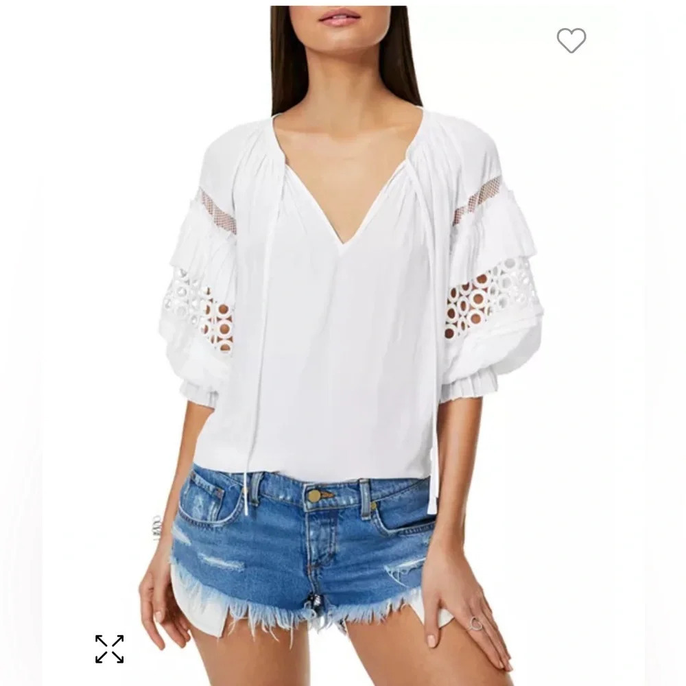 Ramy Brook Moriah Eyelet Peasant Top